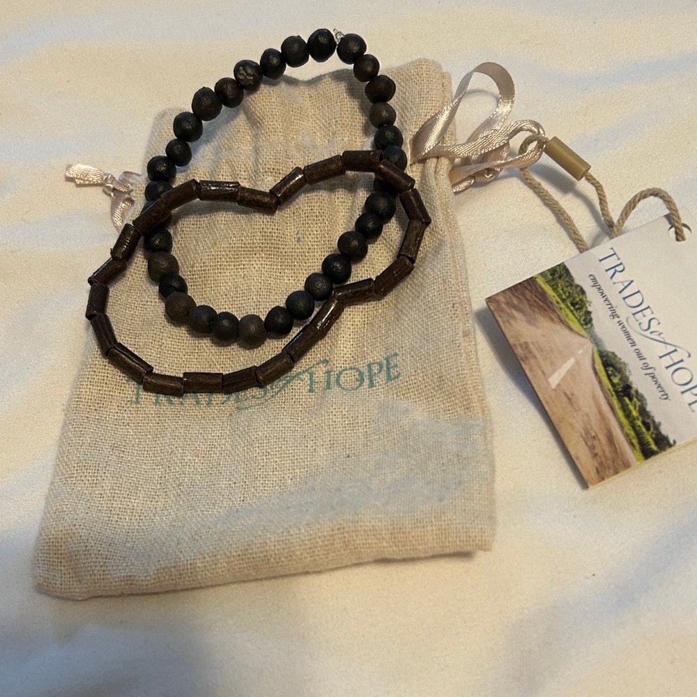 Trades of Hope Men's Beaded Bracelet Set - Black and Brown
